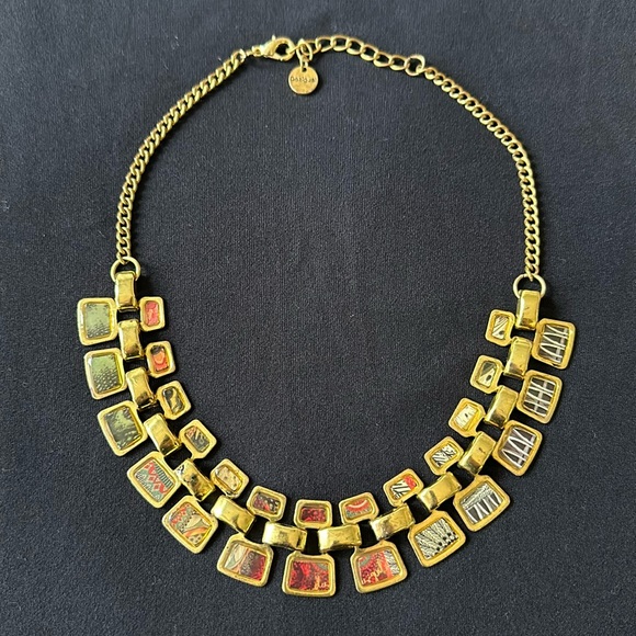 Desigual Jewelry - Desigual gold 3 tier necklace featuring unique various colorful scenes